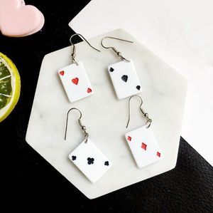 Spoof Funny Poker Card Dangle Earrings 4 Style Acrylic Spades Playing Jewelry Nice Birthday Gift Personality EarringG