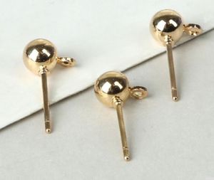 100Pcs/lot Stainless Steel KC gold Silver Plated Ball Stud Earring For Jewelry Making 4mm
