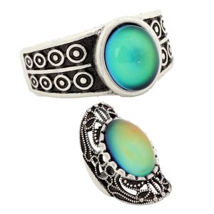 High Quality Mood Rings Online Sale Antique Silver Plated Color Change Alloy Ring RS007-034