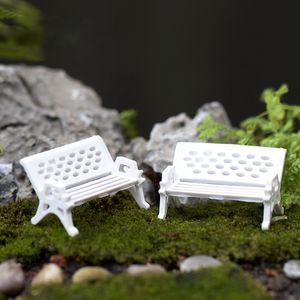 Modern Park Benches Miniatyr Garden Dekorationer Vit stol Fairy Garden Micro Landscape Tillbehör Hem Moss Dekoration 3sizes