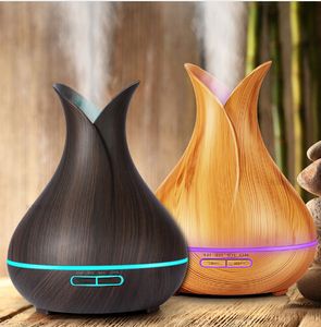 400ml Aroma Diffuser Ultrasonic Air Humidifier with Wood Grain 7 Color Changing LED Lights for Office Home