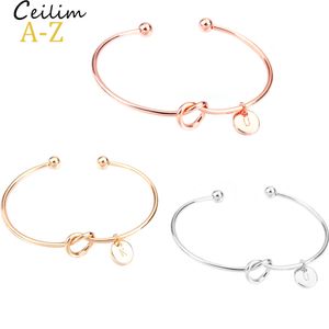 26 Letter Rose Gold Silver Gold Love Knot Bracelet Bangle Girl will you be my bridesmaid Jewelry Personality Round Pendant Chain Bracelets