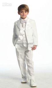 Tre bottoni di alta qualità bambino completo designer bianco ragazzo abito da sposa abbigliamento da ragazzo su misura (giacca + pantaloni + cravatta + gilet) A A