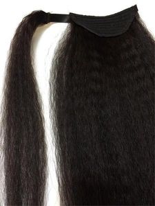 Saç yılında Kinky Düz Brezilyalı insan saç İpli at kuyruğu postiş Klip Uzantıları Doğal Renk Remy Puff at kuyruğu Ürünleri iri