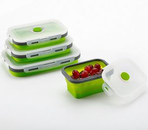 Silikonowe pudełko obiadowe Przenośne miski Kolorowe składane kontener żywności Lunchbox 350/500/800 / 1200ml Ekologiczne C729