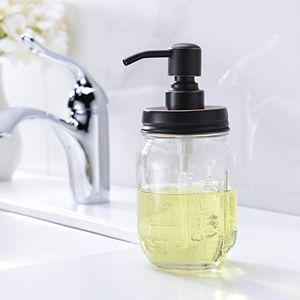 Dispenser di sapone per barattolo di vetro in bronzo lucidato a olio con pompa in acciaio inossidabile antiruggine e coperchio liquido per cucina e bagno - senza barattoli