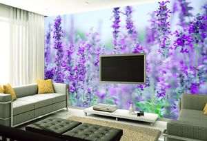 3 dの壁紙カスタム写真の壁紙3Dステレオラベンダーの花の海の現代のミニマリズムテレビの背景の壁壁画の壁紙
