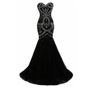 Real Photo Sexy Black Long Mermaid Prom Dresses 2018 New Sweetheart Beaded Party Evening Gown Luxury Robe de Soiree