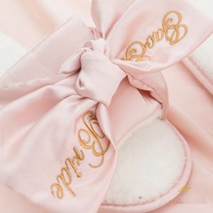 Unique personalized wedding gifts Satin Slippers for bridesamaid Maid of Honor Embroidery logo 1pairs lot free shipping