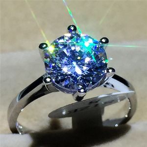 Мода ювелирные изделия Женщины моды кольцо 2ct Алмазный камень 925 стерлингового серебра женщин обручальное обручальное кольцо
