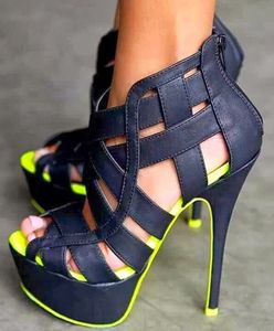 Kolnoo ny konsisticer stil handgjorda damer högklackade sandaler cut-out peep-toe sexig fest prom sommar mode skor A075