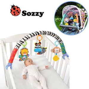 Sozzy Morsetto per passeggino, clip per letto, giocattoli sospesi per bambini, culla, simpatico cartone animato, sonagli di peluche, 88 cm