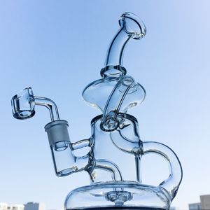 Klein Cam Bong Tornado Recycler Bongs 8 Inç Su Boruları 14mm Kadın Eklem Yağı Dab Kuleleri Kuvars Banger veya Bowl HR024