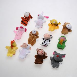 12pcs/lot Chinese Zodiac Animals Cartoon Biological Finger Puppet Plush Toys Dolls Child Baby Favor Finger Doll