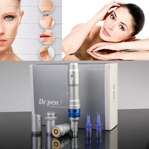 Portable Wireless Dr.pen Derma Pen Ultima A6 Rechargeable Microneedle +2pcs 12pin Needle Cartridges Dermastamp Skin Care MTS Anti Acne Hair Loss Scars