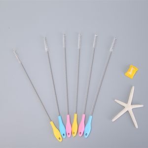 Straw Cleaners Cleaning Brush Drinking Pipe Cleaners Stainless Steel Brush With Plastic Handle Free Shipping QW7334