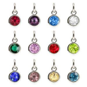 24 sztuk / partia Bling Birthstone Urodziny Kamień z otwartym skokowym pierścieniem wieszać wisiorek Charms Fit dla DIY Breloki Moda Biżuteria