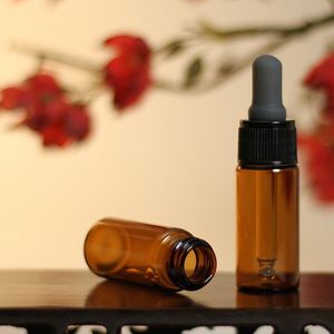 10ml Boş Amber Cam Esansiyel Yağ Dondurucu Şişe Mini Kahverengi Damlalar Lin2885