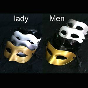 Men's Lady Fancy Dress Halloween Venetian Masks Masquerade Masks Plastic Half Face Multi-color Black, Silver White, Gold,