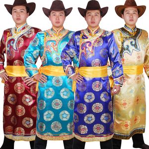 Новый стиль национальное платье мужской длинный халат монгольский костюм традиционный этническая партия фестиваль исполнителей носить народные танцы одежда