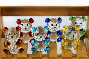 Glass Crystal Animal Teddy Bear Figurine Mini ature Christmas Celebrity Minifigures Kids Office Ornaments Toy Gift