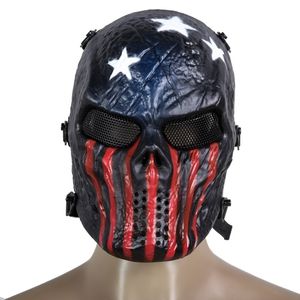 5 kolorów Airsoft Paintball Tactical Pełna ochrona twarzy Czaszka Party Maska Hełm Armia Gra Outdoor Metal Mesh Eye Shield Costume
