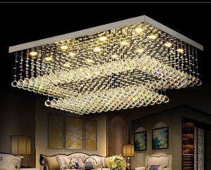 Modern modern fj￤rr LED -kristallkronor med LED -lampor f￶r vardagsrum Rektangul￤rt flushmonterad takbelysning Fixtur