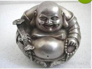Buddhism Collect Tibet Silver "happy "Buddha Statue Tibetan Silver decoration bronze factory outlets size:5x4x3cm