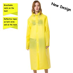 Raincoats Multifunctional Biodegradable Waterproof Packable Transparent Long Thick Plastic Raincoat Hooded Reusable with Reflective Tape