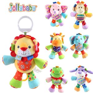 Jollybaby Pull and Play Melody Cute Musical cartoon Plush Stuffed Animal Baby Comfort Crib Hanging Bed Toys for Infant Toddler Bell Gift