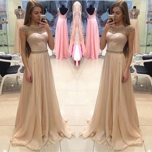 Champagne Beaded Long A Line Formal Afton Klänningar En Linje Special Occasion Prom Party Dress