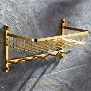 Luxury Golden Shower Caddies Basket Badrum Förvaring Rack Polerat 304 SUS Rostfritt stål