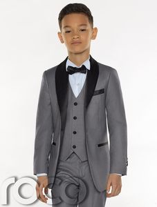 2018 Nowy projekt Gray Boys Tuxedo Tanie Three Piece Boys Koindy Suits Boys Suits Tuxedo for Kids TuxedOjacket Vest TI334I