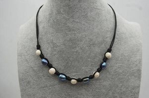 Gioiello di perle in pelle nera, collana con choker grande perla 9-11mm, collana di perle d'acqua dolce turchese, regalo di compleanno per donna matrimonio 2018N15