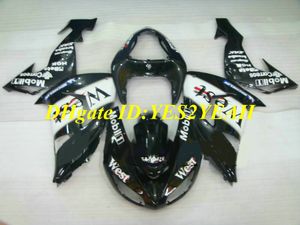 Hi-Grade Motorcykel Fairing Kit för Kawasaki Ninja ZX10R 06 07 ZX 10R 2006 2007 ABS West White Black Fairings Set + Presenter KX08