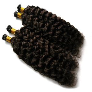 Afro Kinky Curly Curly Stick Dica Extensões de Cabelo 200s 1G / Strands I Dica Extensão de Cabelo Humano 200g Mongolian Kinky Cabelo Curly