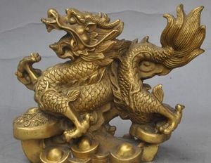 Pirinç Ejderha Heykeli toptan satış-6 Çin Fengshui Pirinç bakır Hayriye zodyak ejderha beast heykeli heykel