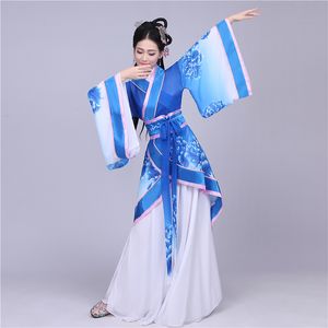 Chinesische alte Kostümkleidung Feentanz Blau und Weiß Hanfu weiblich Le Chinois Ancien Kostüm de Vetements Disfraz de Chino