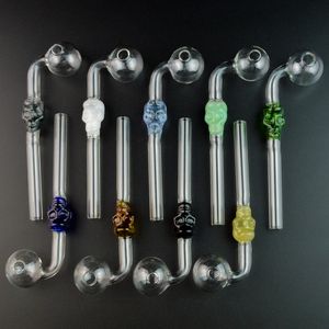 Pyrex-Glas-Ölbrenner-Rohre, gebogene Ölbrenner-Rohre, bunter Balancer, Raucherglas, Dab-Öl-Werkzeug, 5 Zoll, mundgeblasene Totenkopf-Rohre, SW21