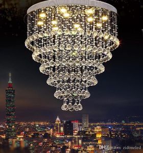 現代の光沢クリスタルシャンデリア大型K9クリスタル天井照明照明器具ホテルプロジェクト階段ランプレストランコテージライト