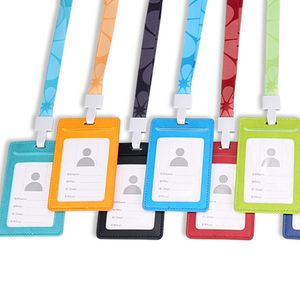 PU Leather ID Card Badge Holder Wallet With Lanyard Strap for Office School ID Driver Licence New