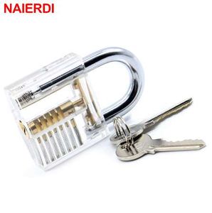 NAIERDI Locksmith Transparent Visible Locks Pick Cutaway Practice View Padlock 78x50mm Lock Training Skill For Tools Hardware