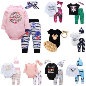 100% cotton Newborn Baby Boy Girls Clothes Christmas hollowen Outfit Kids Boy Girls 3 Pieces set Romper+ Pant + Hat Baby kids Clothing sets