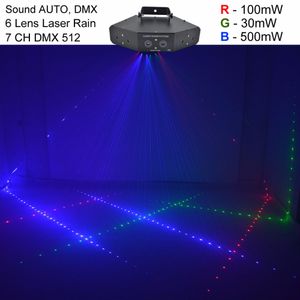 6 Olhos 7CH Som DMX Vermelho Verde Azul RGB Full Color Feixe De Luz Laser Casa Halloween Xmas Party DJ Show de Desempenho de Iluminação de Palco