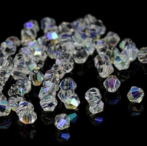 500 Adet / grup Beyaz AB Bicone Avusturya Faceted Cam Kristal Spacer Boncuk Takı Yapımı Için charms 4mm 6mm 8mm