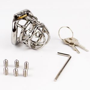 Erwachsene Sex Spielzeug Edelstahl Super Kleine Männliche Keuschheitsgürtel Mit 6PCS Schraube Penis Stimulieren keuschheit Käfig Penis Lock