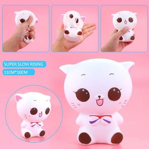 New Jumbo Squishy Toys Kawaii Cute Tie Cat Pussy Squeeze Animal Slow Rising Profumato 11CM Kitty Bread Cake Kid Toy Gift Doll all'ingrosso