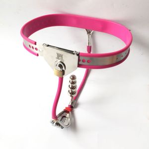 Female Chastity Belt T-type Stainless Steel Device BDSM Bondage Chstity Device with anal plug for woman J1235