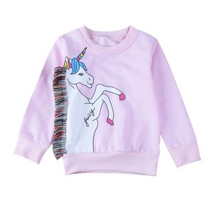 Kid Print Sweatshirt Cartoon Baumwolle Jungen Mädchen Tops Langarm T-Shirts Frühling Herbst T-Shirts Kinder Kleidung 2 Farben C4310-1