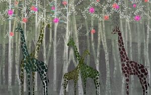 photo wall mural Custom Wallpaper Murals Forest flower giraffe 3d wallpaper walls decoration home 3d mural wallpaper